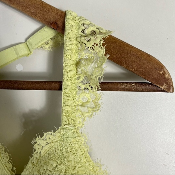 Aerie Eyelash Lace Plunge Bralette yellow Padded Size XL - Picture 5 of 6
